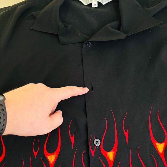 Vintage Elliot Sport Flame Print Button Up Shirt Size Medium Men’s 80’s 90’s - Picture 7 of 7